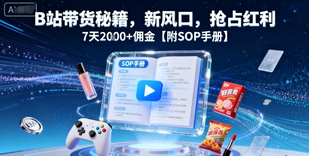 B站带货秘籍，新风口，抢占红利，7天2k+佣金【附SOP手册】-九九网创