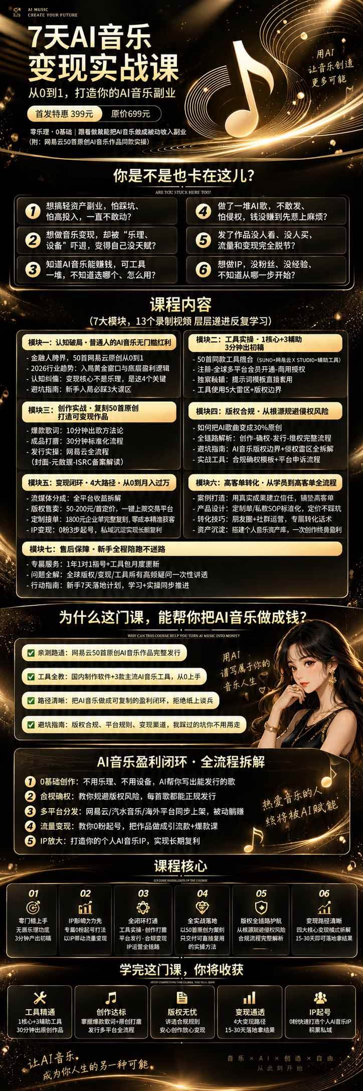 （20442期）AI音乐创作变现营：零乐理掌握工具、歌词、人声、版权、发行及0粉起号变现，50—200元/首+月收益10000+-九九网创