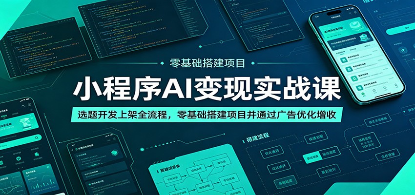 小程序AI变现实战课：选题开发上架全流程，零基础搭建项目并通过广告优化增收-九九网创