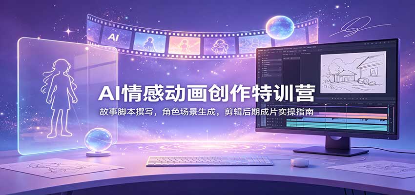 AI情感动画创作特训营：故事脚本撰写，角色场景生成，剪辑后期成片实操指南-九九网创