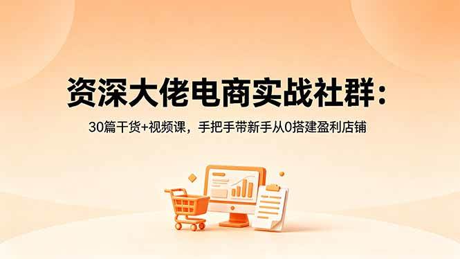 （18529期）资深大佬电商实战社群：30篇干货+视频课，手把手带新手从0搭建盈利店铺-九九网创