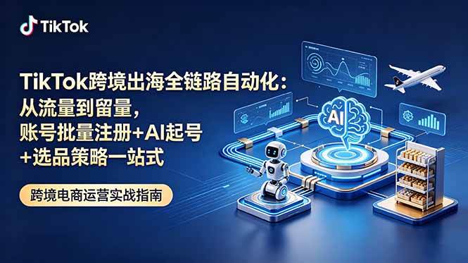 （18907期）TikTok跨境出海全链路自动化：从流量到留量，账号批量注册+AI起号+选品策略一站式-九九网创