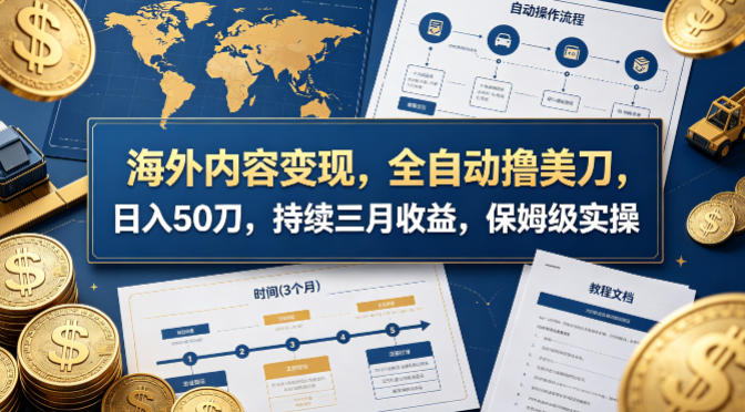 海外内容变现，全自动撸美刀，日入50刀，持续三月收益，保姆级实操【揭秘】-九九网创