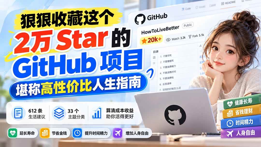 （20726期）狠狠收藏这个 2 万 Star 的 GitHub 项目，堪称高性价比人生指南。-九九网创