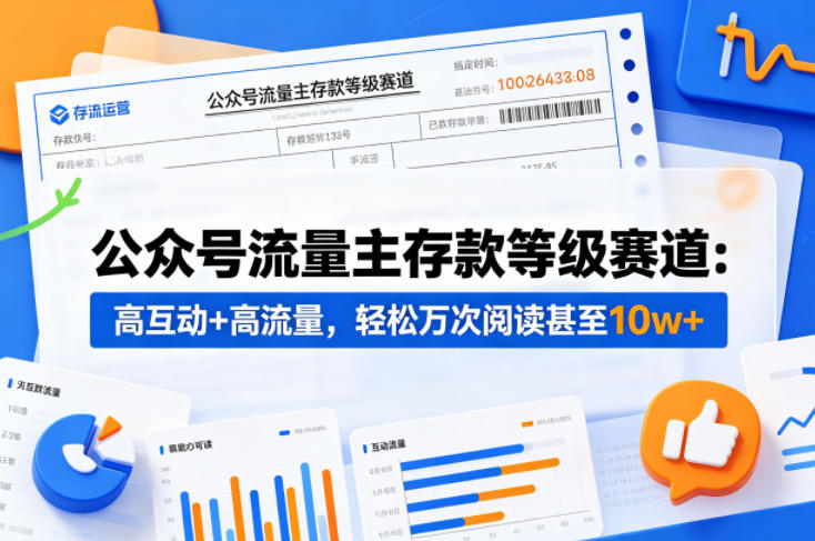 公众号流量主之存款等级赛道，高互动+高流量，轻松达到万次阅读，甚至10w+-九九网创