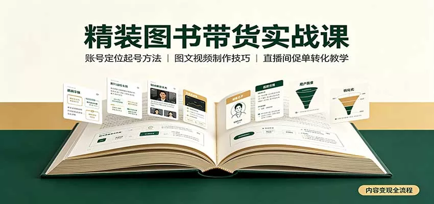 精装图书带货实战课：账号定位起号方法，图文视频制作，促单转化教学-九九网创