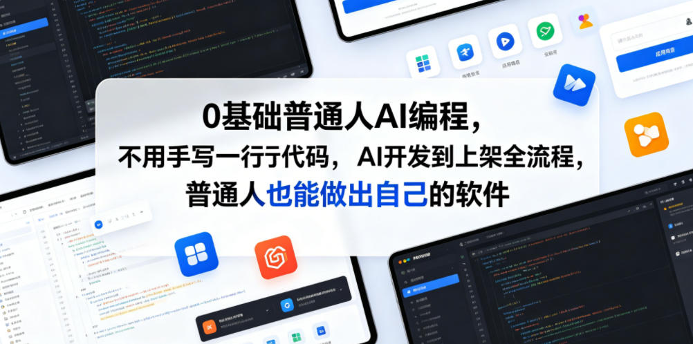 0基础普通人AI编程，不用手写一行代码，AI开发到上架全流程，普通人也能做出自己的软件-九九网创