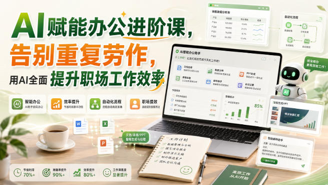 AI赋能办公进阶课，告别重复劳作，用AI全面提升职场工作效率-九九网创