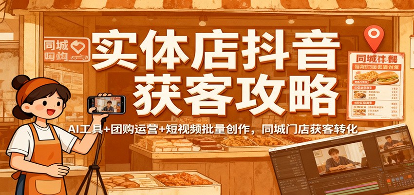 实体店抖音获客攻略:AI工具+团购运营+短视频批量创作,同城门店获客转化-九九网创