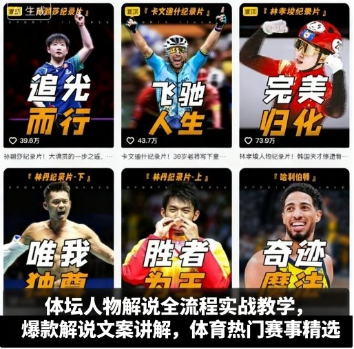 体坛人物解说全流程实战教学，爆款解说文案讲解，体育热门赛事精选-九九网创