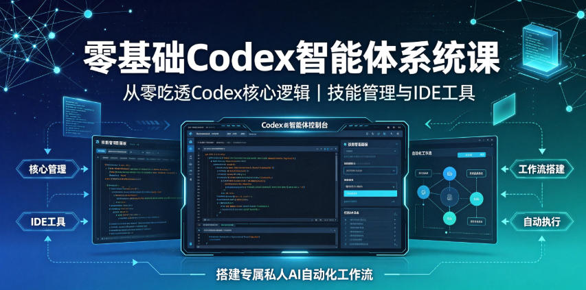 零基础Codex智能体系统课｜从零吃透Codex核心逻辑、技能管理与IDE工具，搭建专属私人AI自动化工作流-九九网创