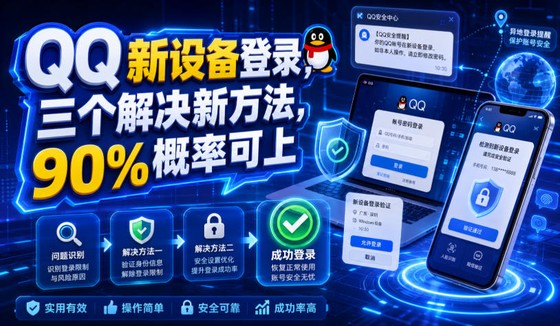 QQ新设备登录，三个解决新方法，90%概率可上-九九网创