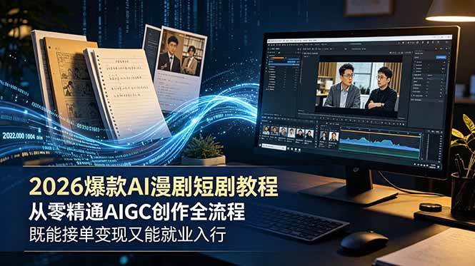 （18980期）2026 爆款 AI 漫剧短剧教程 从零精通 AIGC 创作全流程 既能接单变现又能就业入行-九九网创