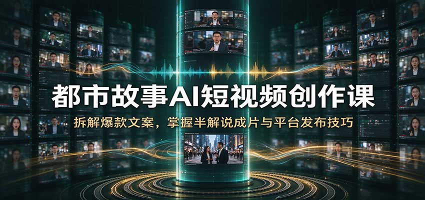 都市故事AI短视频创作课：拆解爆款文案，掌握半解说成片与平台发布技巧-九九网创