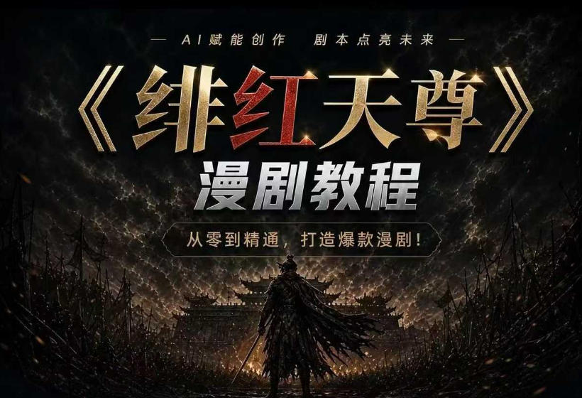 绯红天尊AI漫剧系统教程｜从零入门到精通，工具运用+剧本创作+爆款逻辑+提示词素材+镜头剪辑，全套爆款漫剧落地实战课-九九网创
