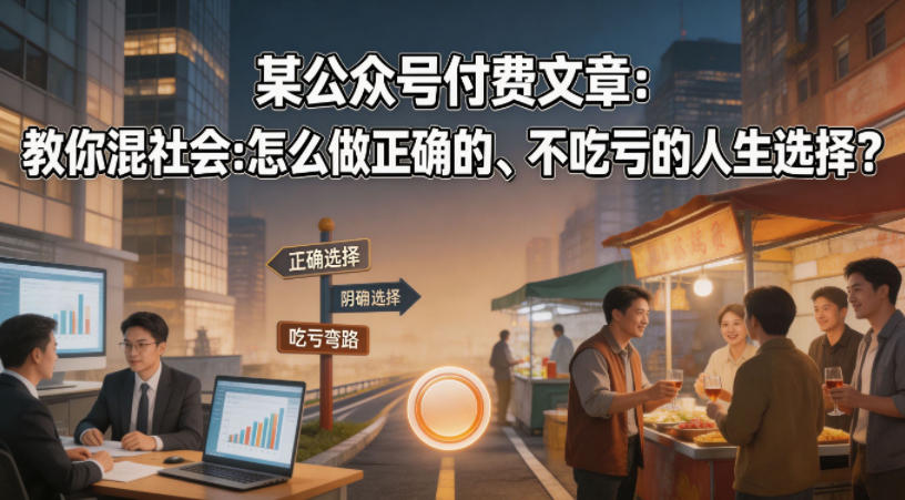 某公众号付费文章：教你混社会：怎么做正确的、不吃亏的人生选择？-九九网创