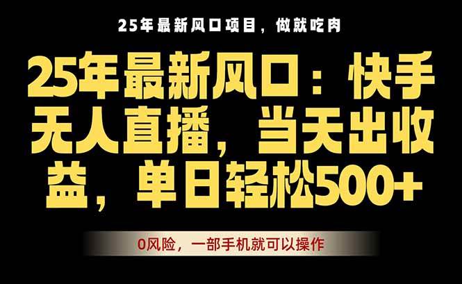 （16007期）25年最新无人直播玩法，当天秒出单，一部手机就可操作-九九网创