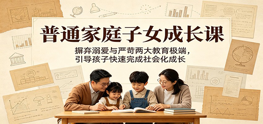普通家庭子女成长课：摒弃溺爱与严苛两大教育极端，引导孩子快速完成社会化成长-九九网创