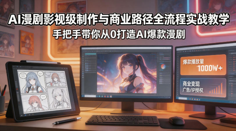 AI漫剧影视级制作与商业路径全流程实战教学，手带你从0打造AI爆款漫剧-九九网创