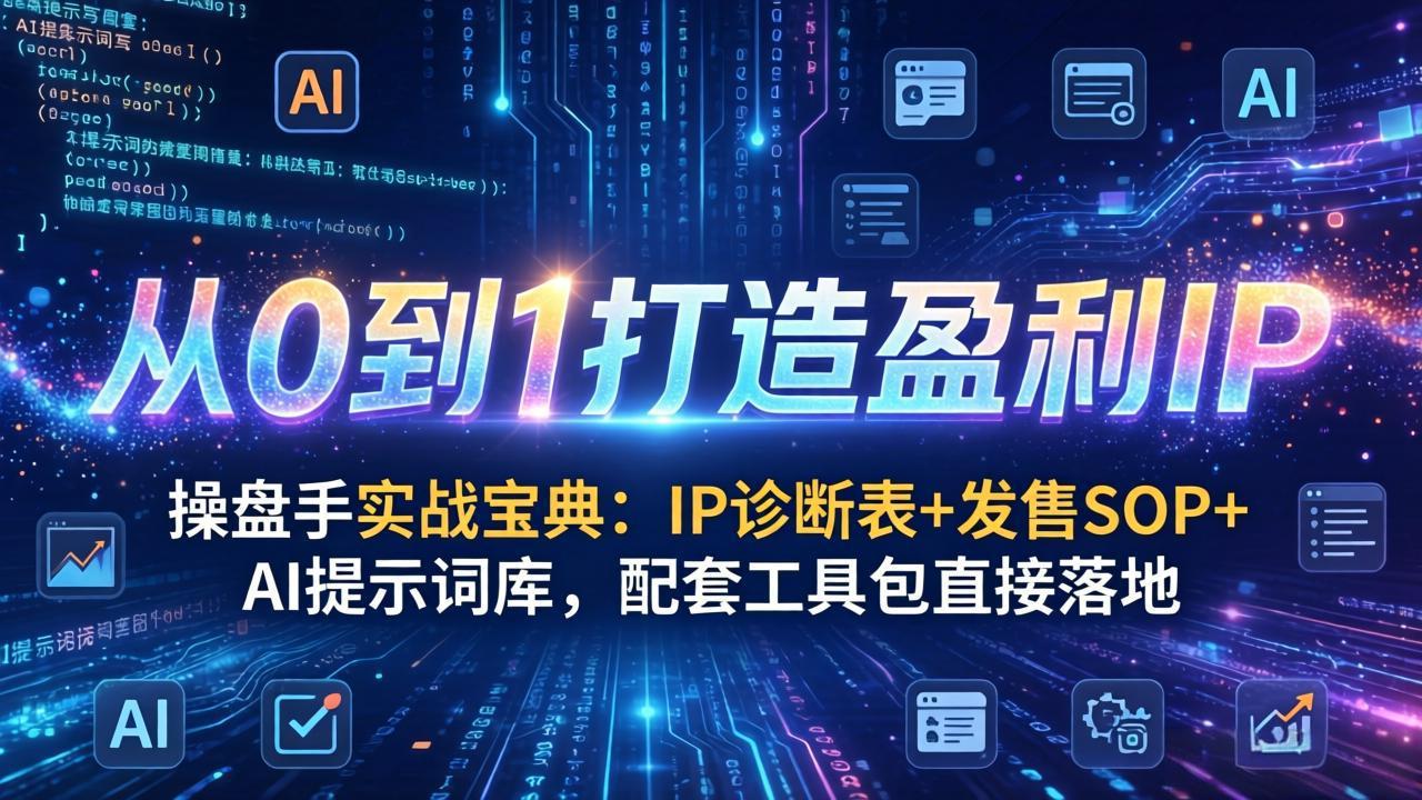 操盘手实战宝典：IP诊断表+发售SOP+AI提示词库，配套工具包直接落地，从0到1打造盈利IP-九九网创