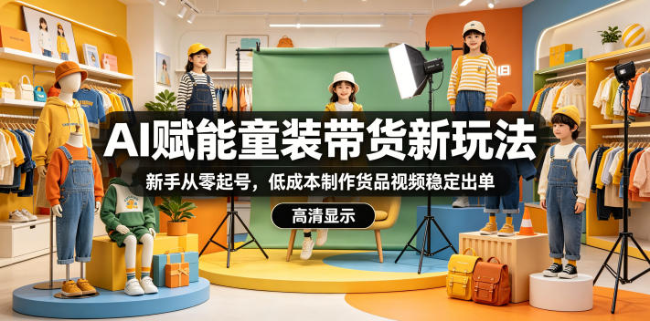 AI赋能童装带货新玩法,新手从零起号,低成本制作货品视频稳定出单-九九网创