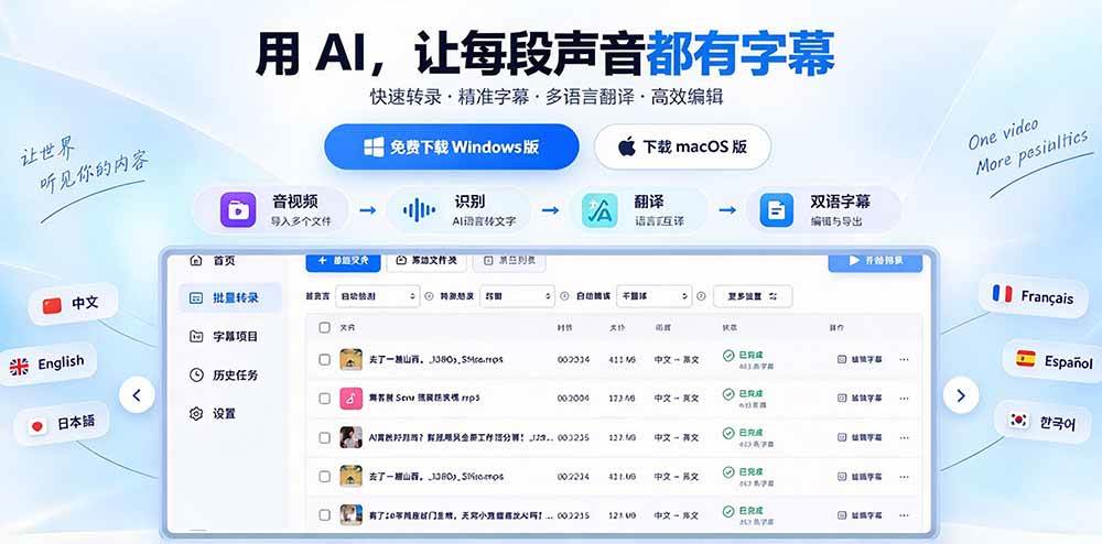 （20728期）剪映会员不用再开了？视频字幕一键生成加翻译，本地离线运行，完全免费，超快速高精度，字幕大师-九九网创