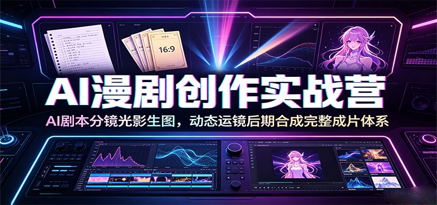 AI漫剧创作实战营：AI剧本分镜光影生图，动态运镜后期合成完整成片体系-九九网创