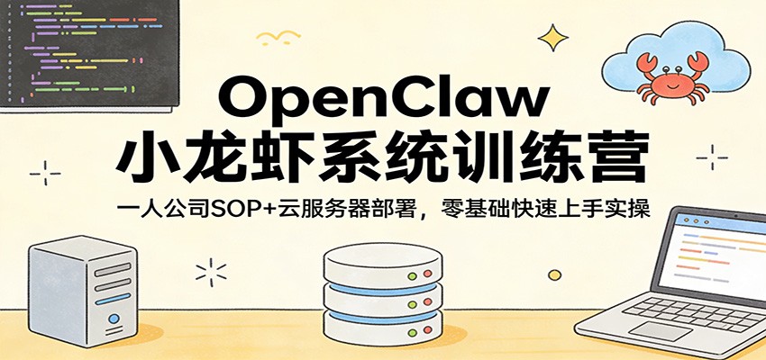OpenClaw小龙虾系统训练营：一人公司SOP，云服务器部署，零基础快速上手实操-九九网创