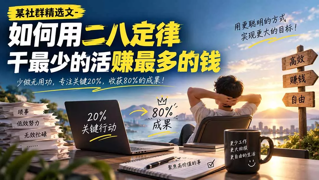 某社群精选文-如何用二八定律干最少的活赚最多的钱-九九网创