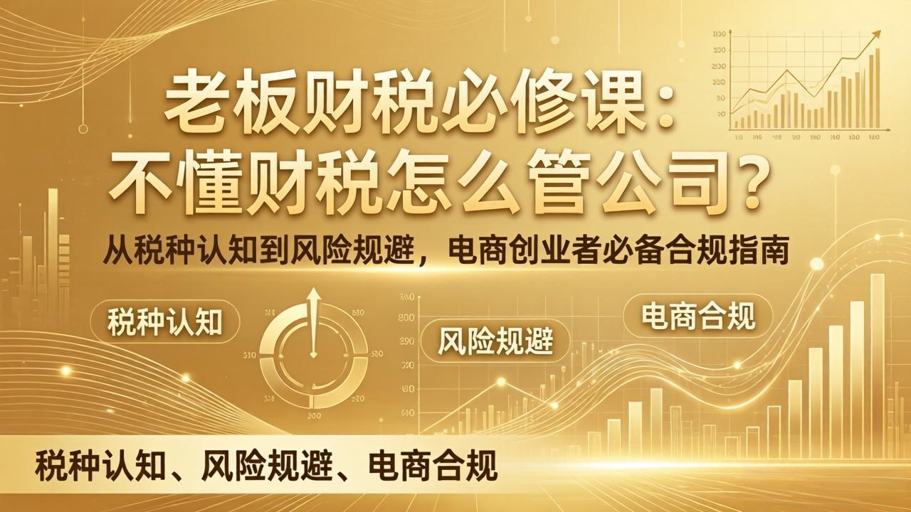 老板财税必修课：不懂财税怎么管公司？从税种认知到风险规避，电商创业者必备合规指南-九九网创