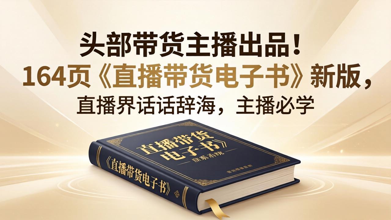 头部带货主播出品！164页《直播带货电子书》新版，直播界话术辞海，主播必学-九九网创