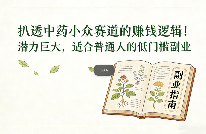 扒透中药小众赛道的賺米逻辑，潜力巨大，适合普通人的低门槛副业-九九网创