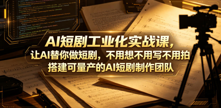 AI短剧工业化实战课，让AI替你做短剧，不用想不用写不用拍，搭建可量产的AI短剧制作团队-九九网创