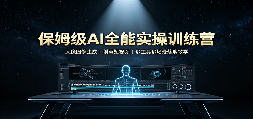保姆级AI全能实操训练营：人像图像生成，创意短视频，多工具多场景落地教学-九九网创