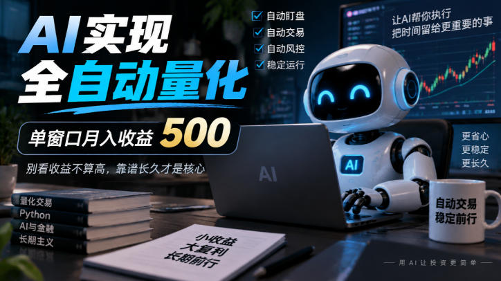 AI实现全自动量化，单窗口月入收益500，别看收益不算高，靠谱长久才是核心【揭秘】-九九网创