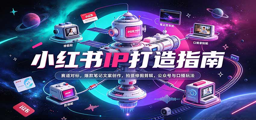 小红书IP打造指南：赛道对标，爆款笔记文案创作，拍摄修图剪辑，公众号与口播玩法-九九网创