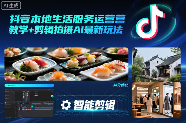 抖音本地生活服务运营教学+剪辑拍摄AI最新玩法-九九网创