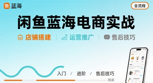 闲鱼蓝海电商实战，店铺搭建运营售后全流程-九九网创