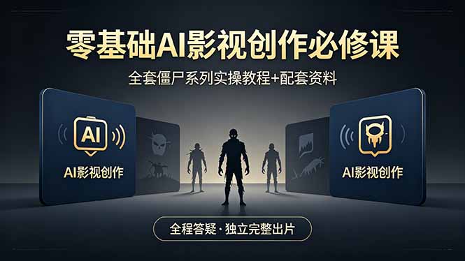 零基础AI影视创作必修课，全套僵尸系列实操教程加配套资料，全程答疑带你独立完整出片-九九网创
