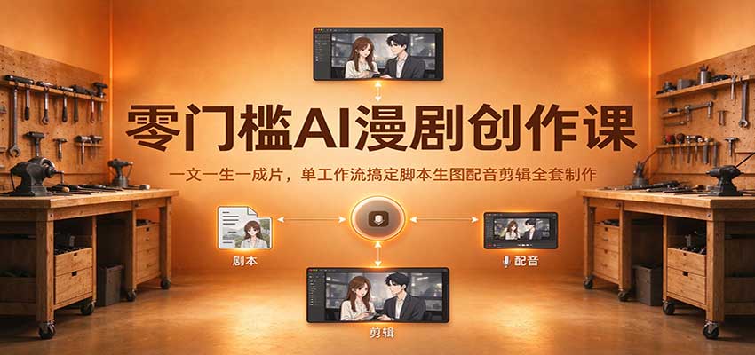 零门槛AI漫剧创作课：一文一生一成片，单工作流搞定脚本生图配音剪辑全套制作-九九网创