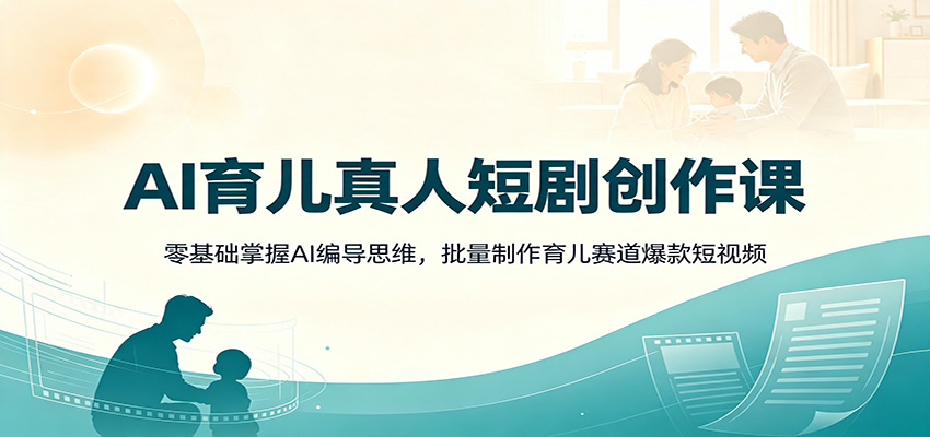 AI育儿真人短剧创作课:零基础掌握AI编导思维,批量制作育儿赛道爆款短视频-九九网创