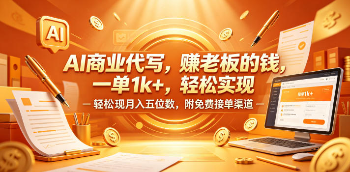 AI商业代写，賺老板的钱，一单1k+，轻松实现月入五位数，附免费接单渠道【揭秘】-九九网创
