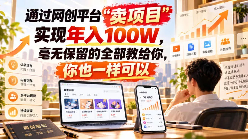 通过网创平台“卖项目”实现年入100W，毫无保留的全部教给你，你也一样可以！【揭秘】-九九网创