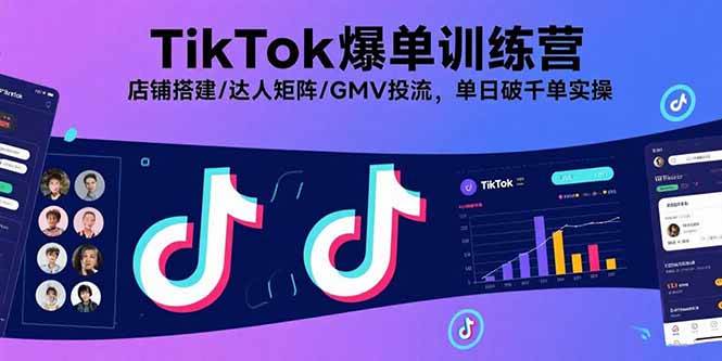（15920期）TikTok爆单训练营，店铺搭建/达人矩阵/GMV投流，单日破千单实操-九九网创