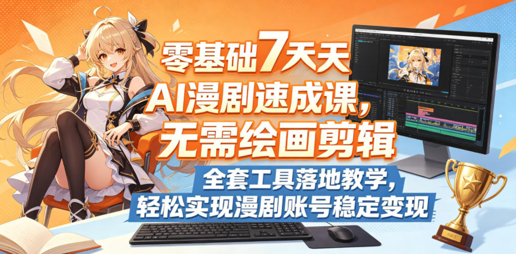 零基础7天AI漫剧速成课,无需绘画剪辑,全套工具落地教学,轻松实现漫剧账号稳定变现-九九网创