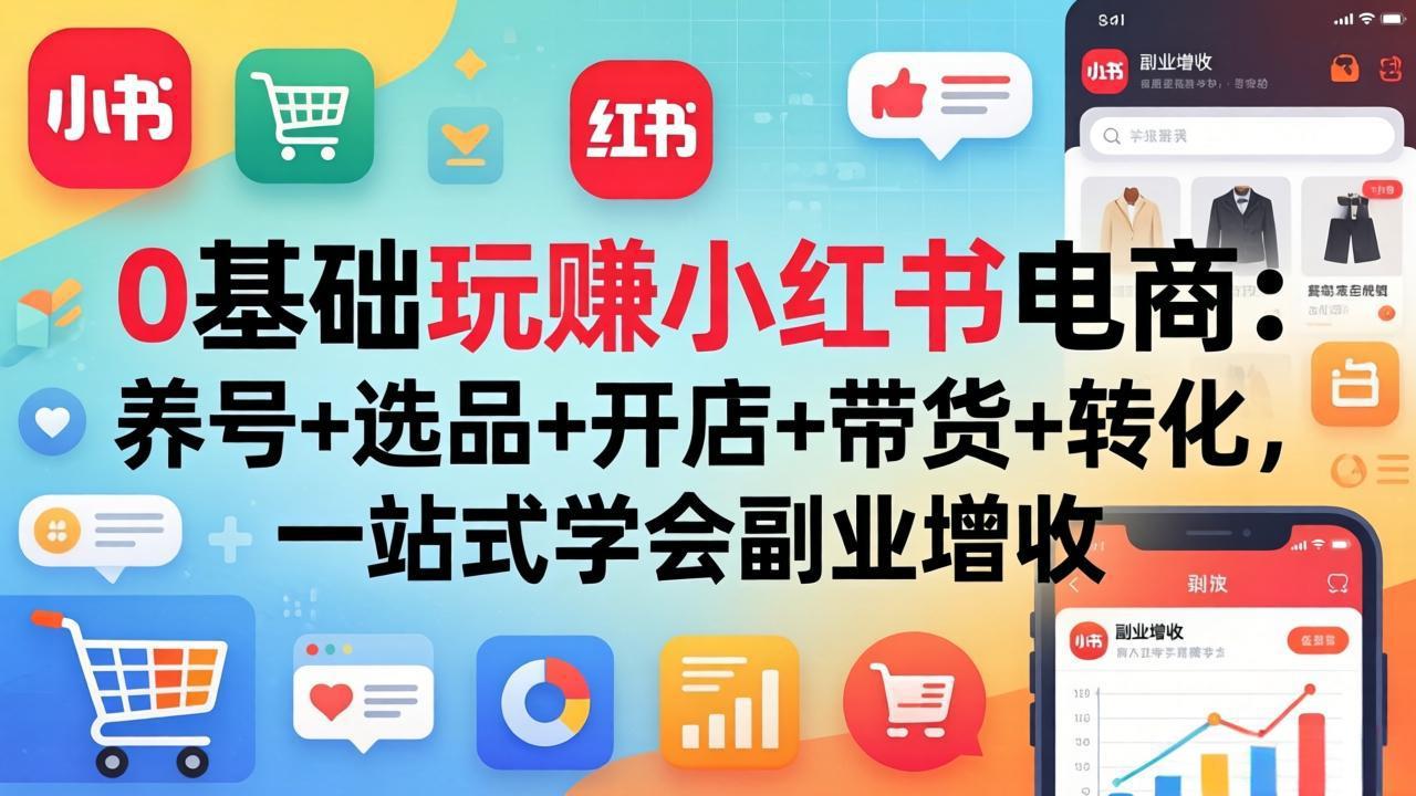 0基础玩赚小红书电商:养号+选品+开店+带货+转化,一站式学会副业增收 0基础玩赚小红书电商:养号+选品+开店+带货+转化,一站式学会副业增收