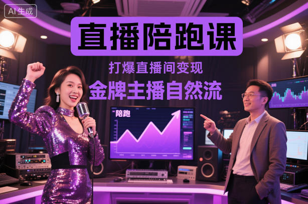 直播陪跑课，金牌主播自然流打爆直播间，复制高变现玩法-九九网创