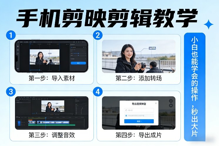 手机剪映剪辑教学，小白也能学会的操作，秒出大片-九九网创