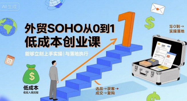 外贸SOHO从0到1低成本创业课，能够立刻上手实操与落地执行-九九网创