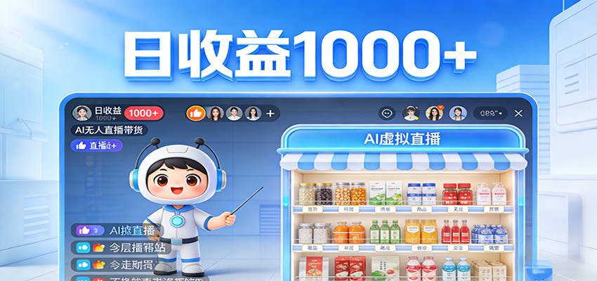 不用露脸不用说话，24小时自动卖货赚钱，全天自动直播，收益看得见-九九网创